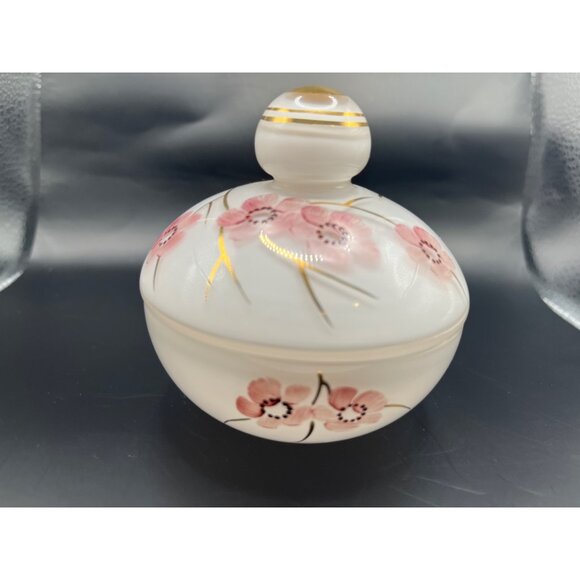 Porcelain Hand Painted Cherry Blossom Trinket Keepsake Lidded Dish Made Germany - Picture 6 of 7